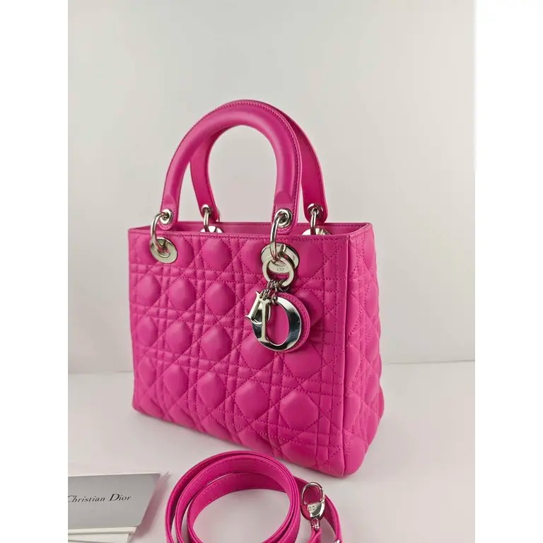 Christian Dior Lady Dior Handbag Pink Lambskin Leather - 5