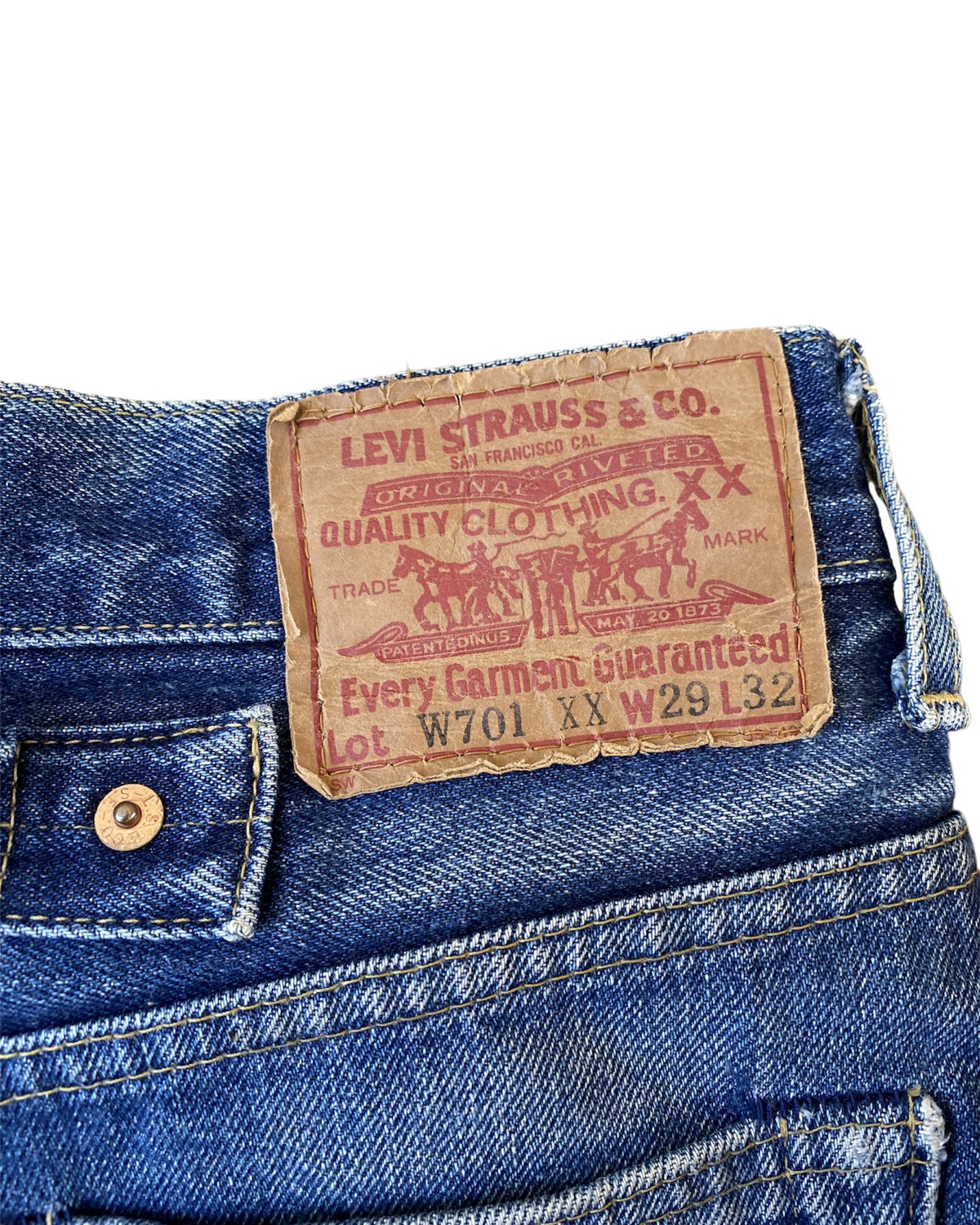 Vintage Levi’s Big E Lot 701 XX Buckle Belt Selvedge Jeans
