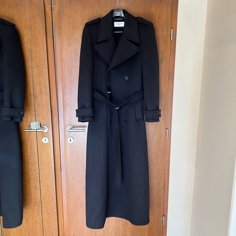 Saint Laurent Wool Trench Oversized Coat in 48 - 1