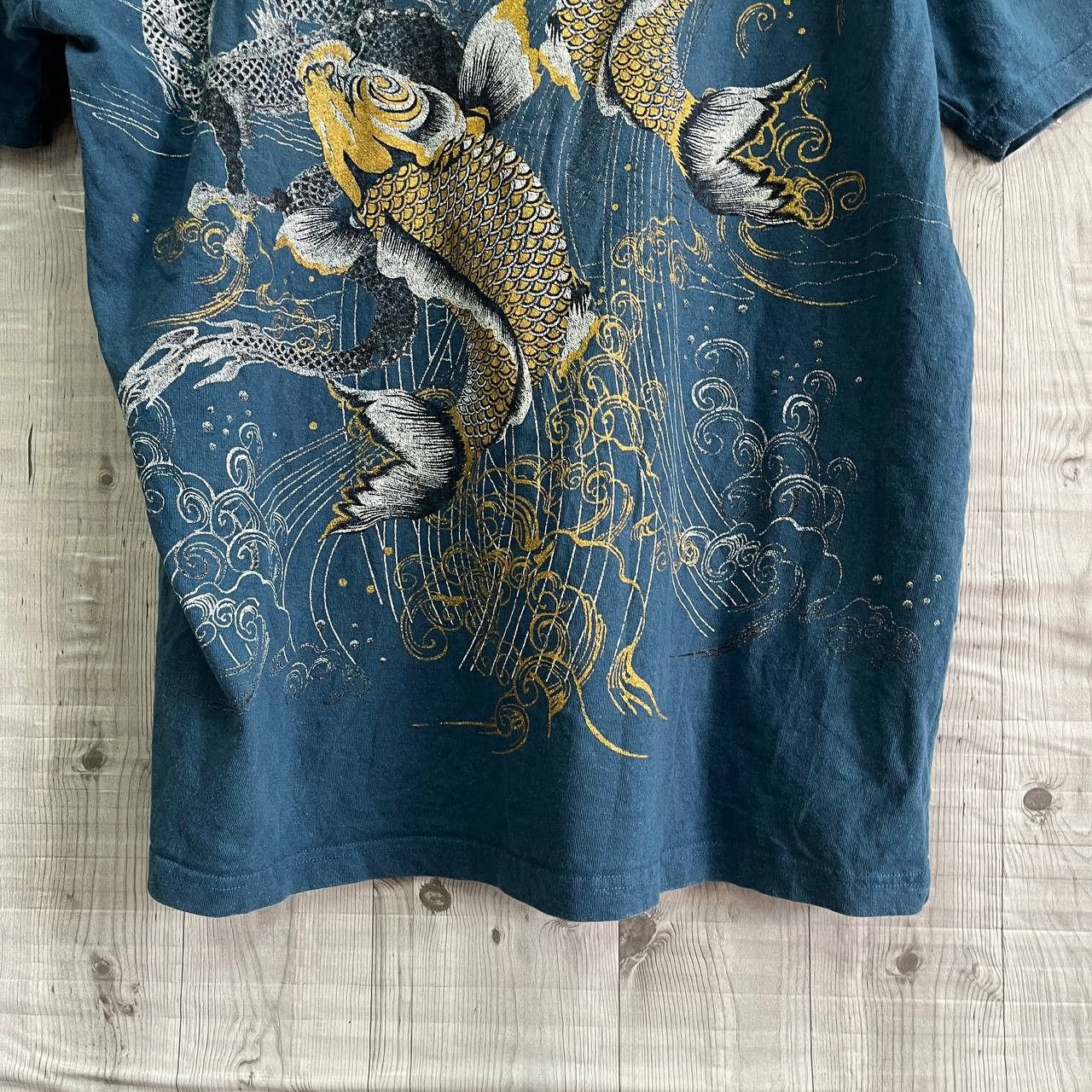 Japanese Brand - Vintage Sukajan TShirt Full Printed Japanese Koi Fish Dragon - 9