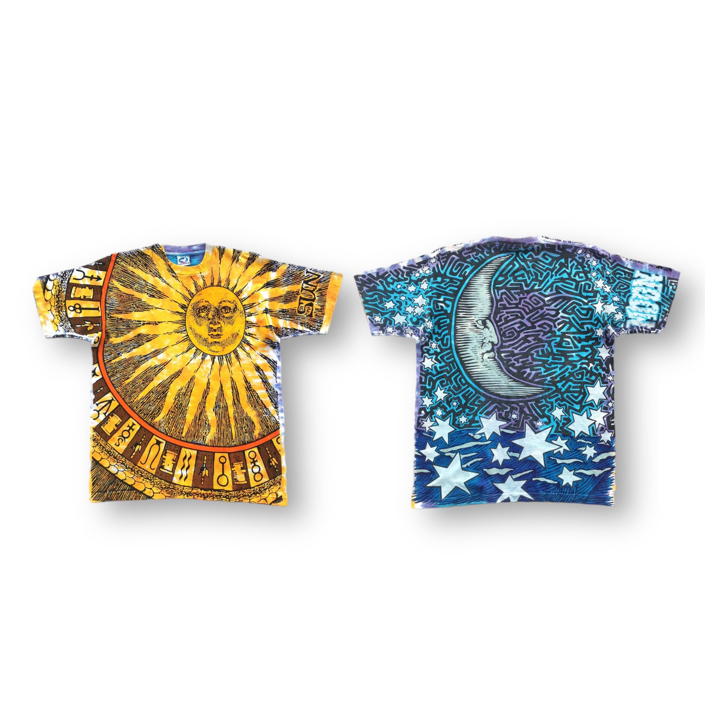 1992 Vintage Sun Moon Art By Chris Pinkerton Liquid Blue Tee - 1