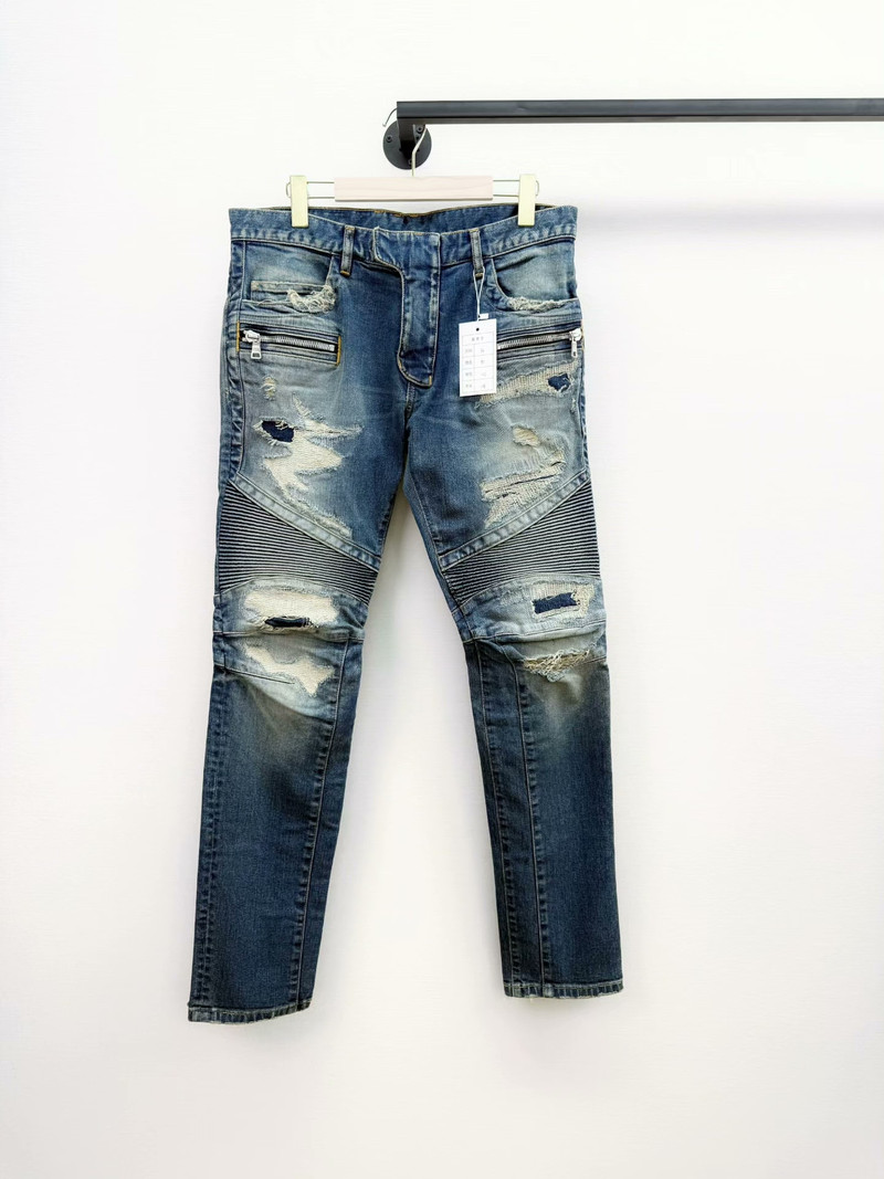 Balmain biker jeans in a washed blue denim  - 1