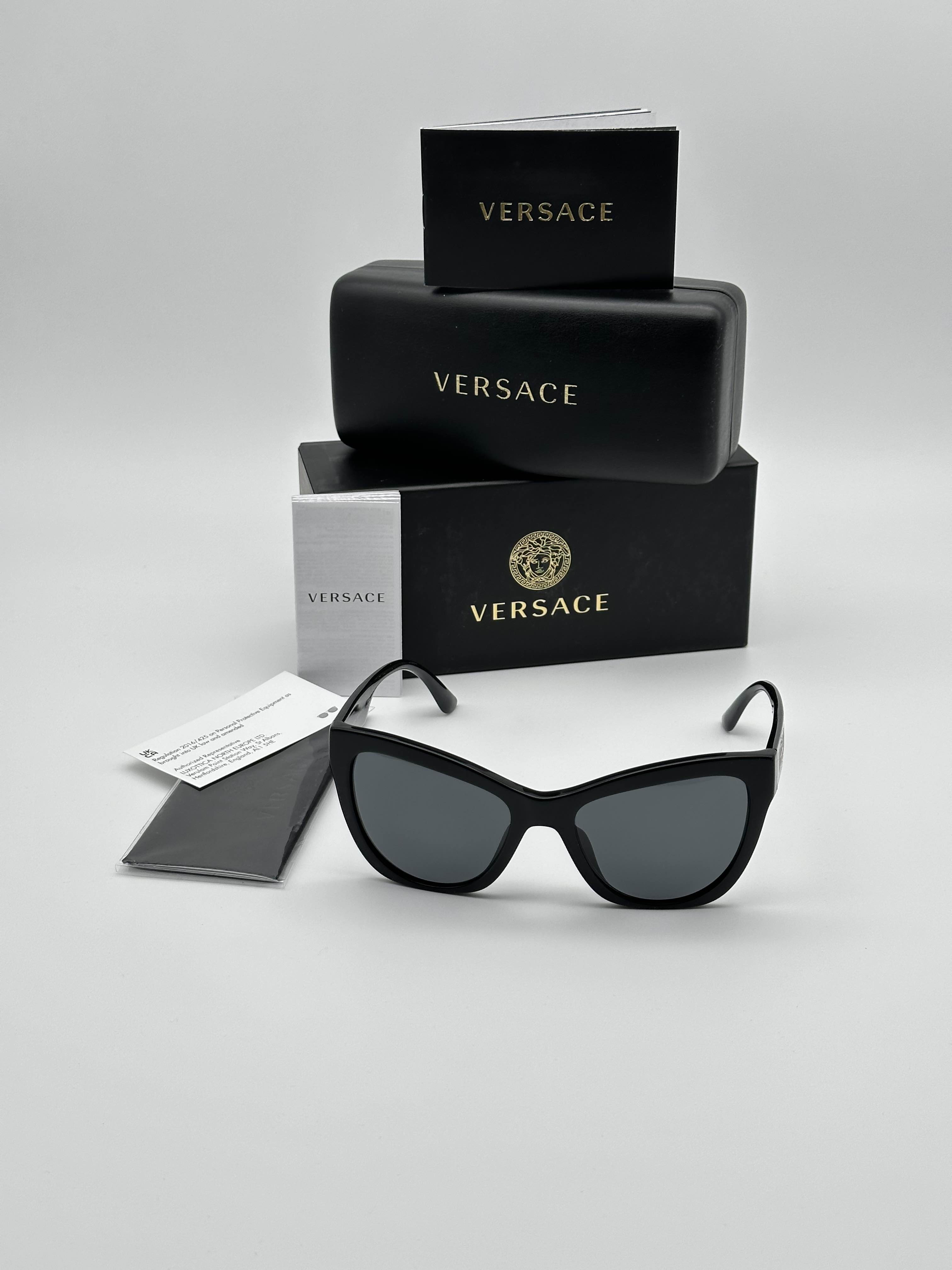 BRAND NEW VERSACE VE4417U GB1/87 Black/Dark Grey Cat Eye Women Sunglasses - 7