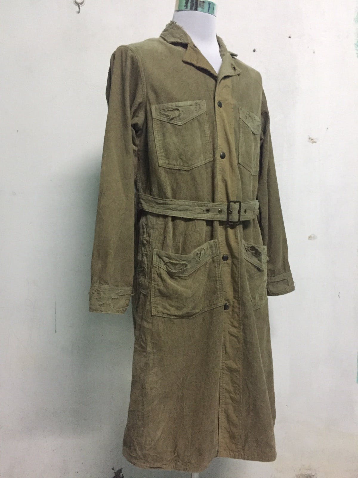 RAREST Kapital Corduroy Distress Long Jacket Military Style - 10