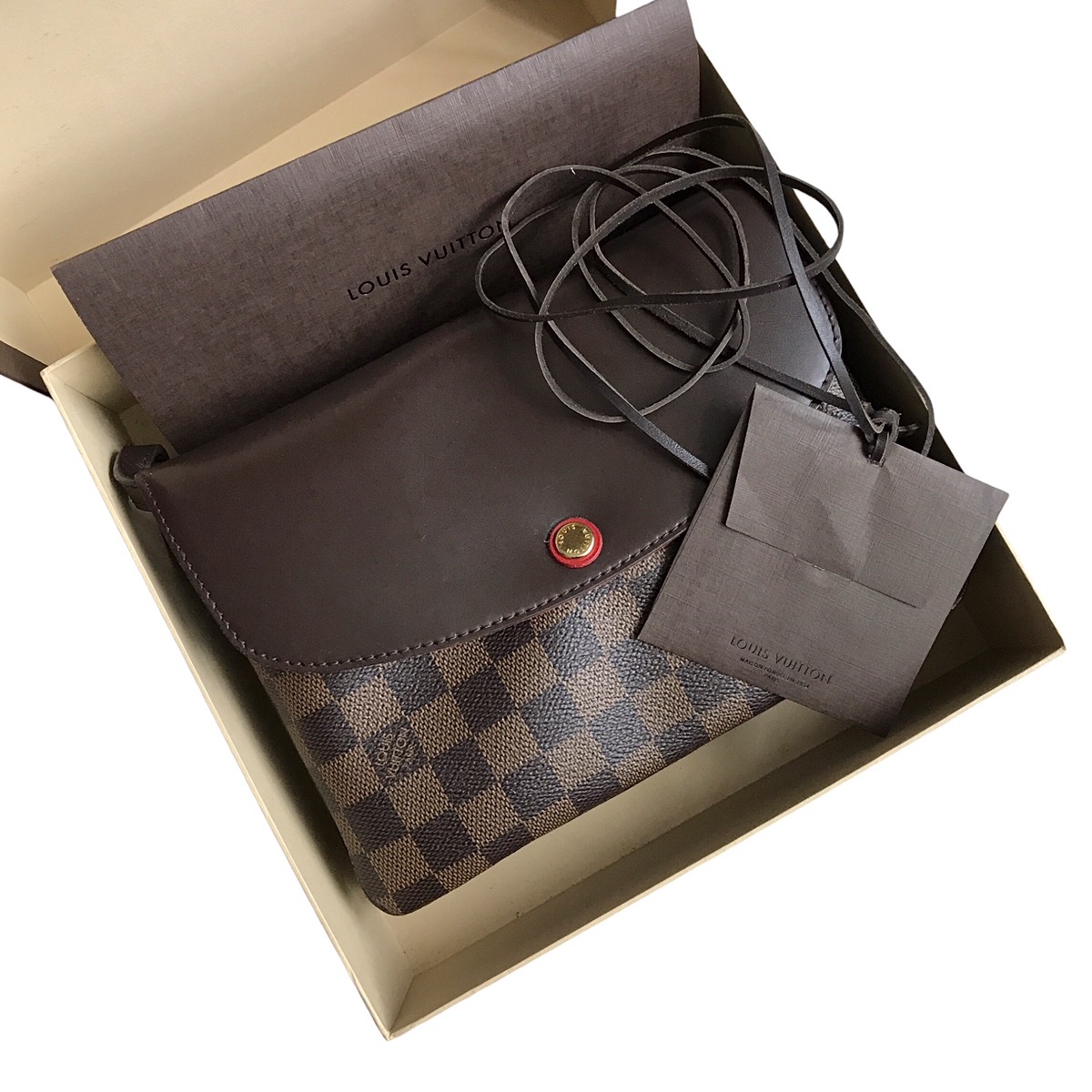 Louis Vuitton Damier Ebene Twice Cerise Pochette Sling Bag - 4