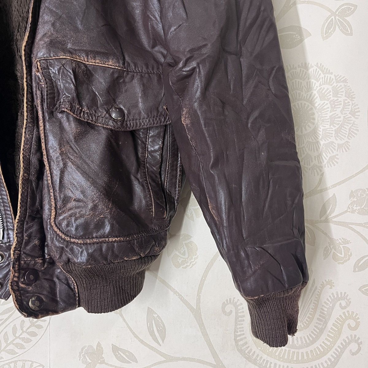 Vintage - Genuine Cowhide Leather Marquis Bomber Jacket Made In Japan - 7
