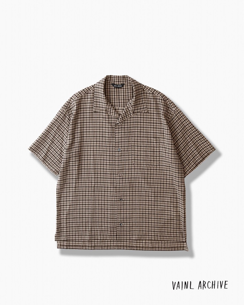 Vainl Archive - beige gunclub wool short sleeve shirt L 20ss - 4