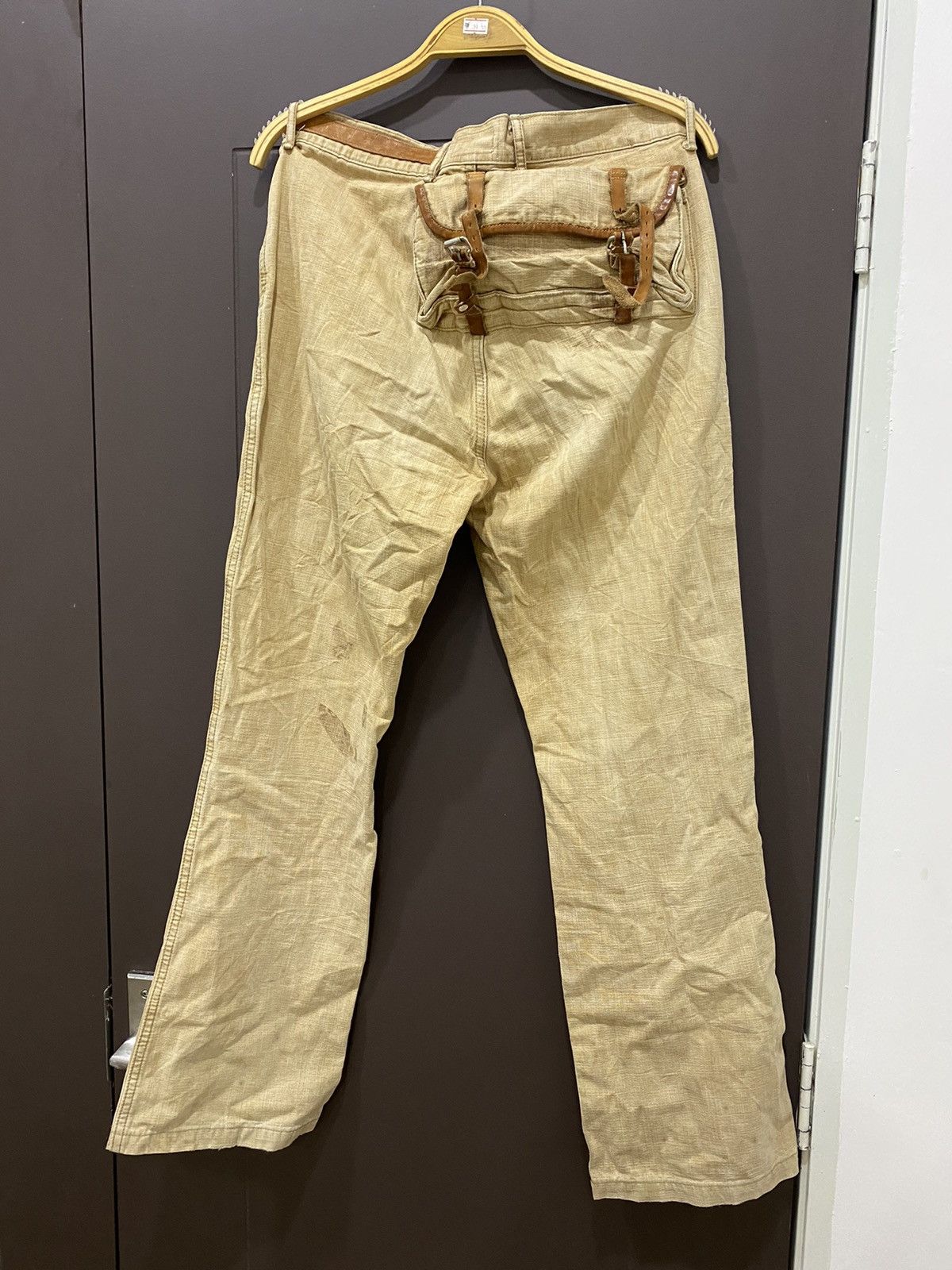 Kapital Kurashiki Leather Patch Pocket Flared Monkey Pants - 25