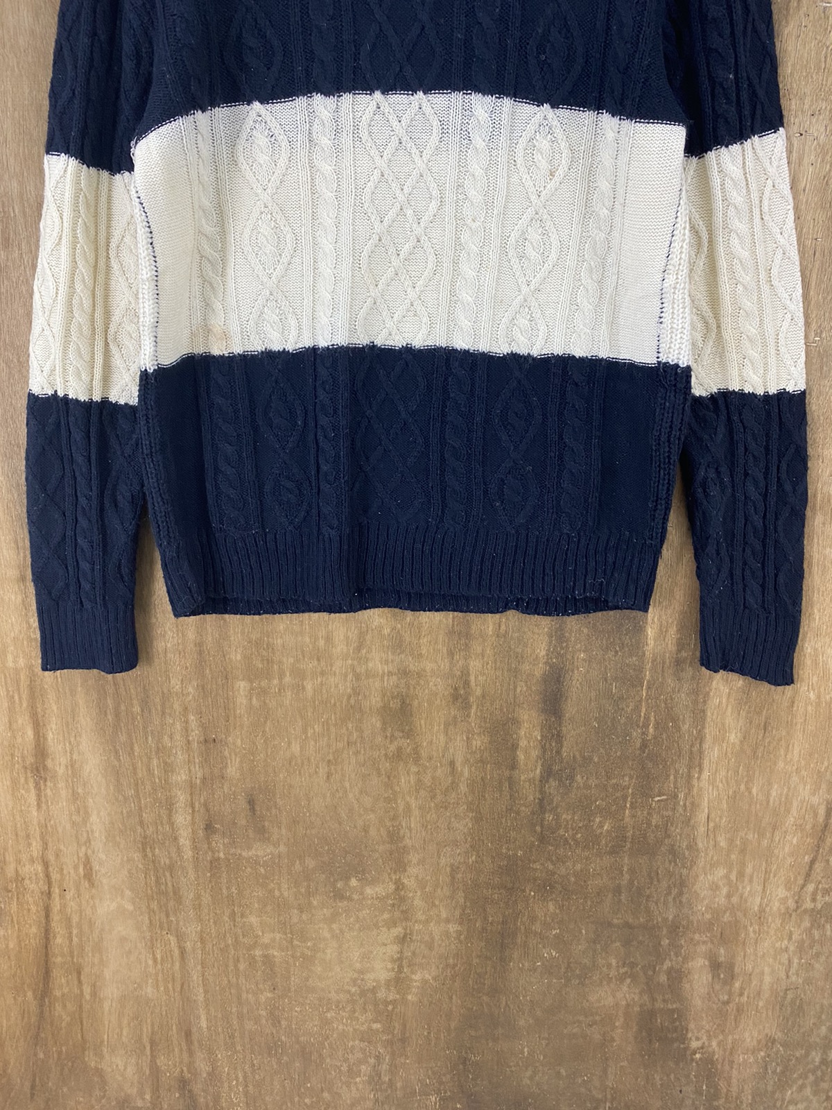 Japanese Brand - Rage Blue Stripe Crocheted Knit Sweaters #1371 - 4