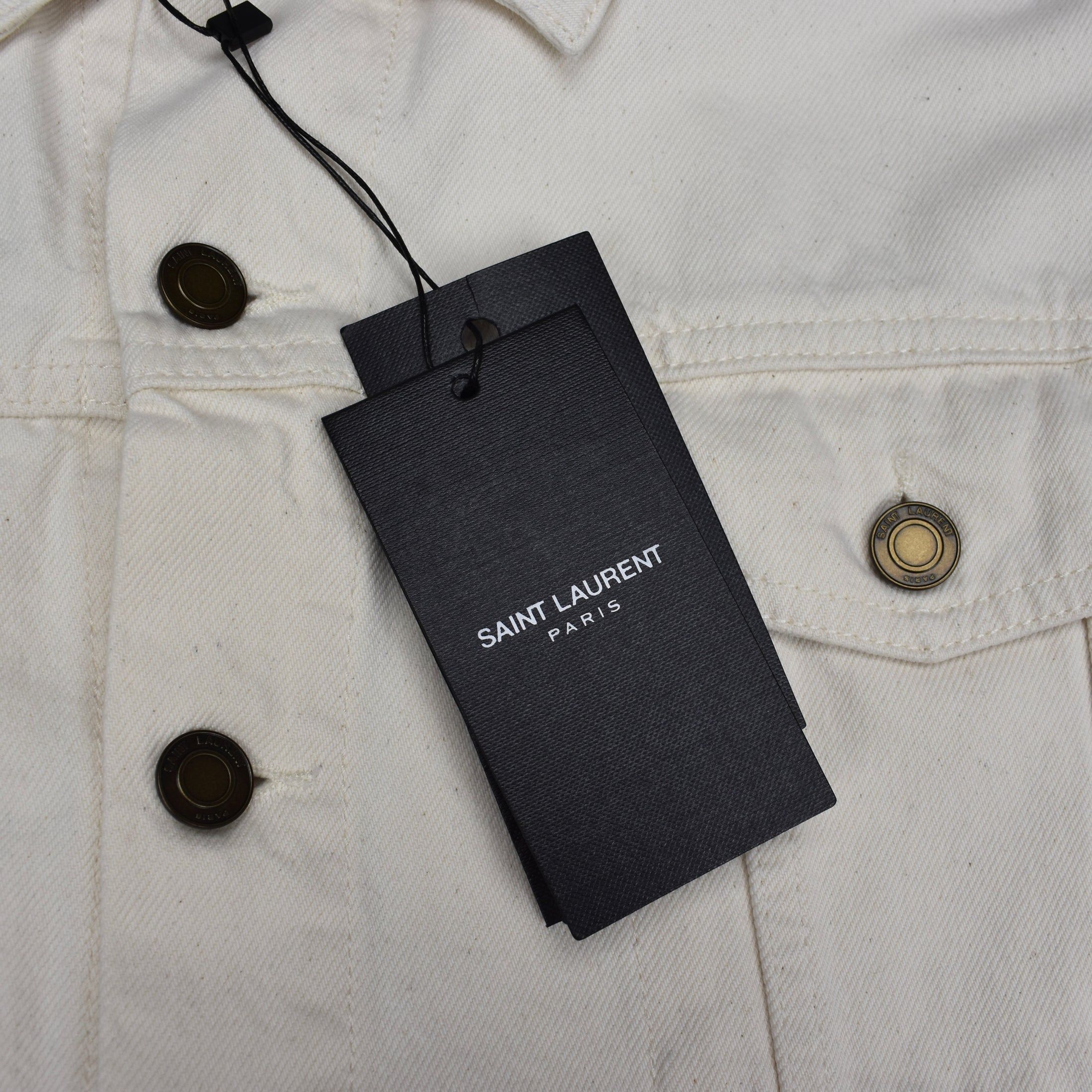 Saint Laurent Cream White Denim Trucker Jacket - 4