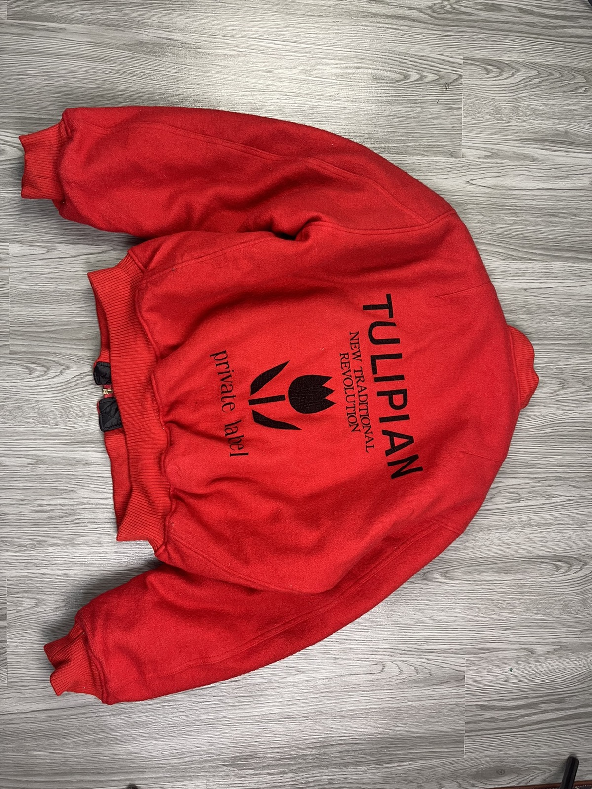 Japanese Brand - Unisex Red Private Label Back Hit Tulipan Wool Bomber Jacket - 9