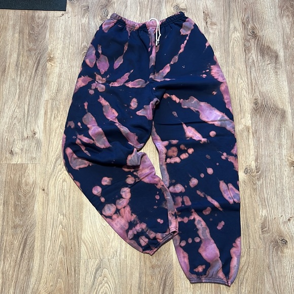 Hanes - Navy + Pink/Purple Custom Reverse Bleach Tie Dye Sweatpants - 1