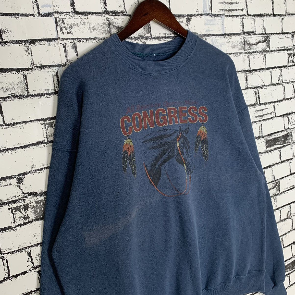 Vintage Congress Animal Design Horse Sweatshirt Crewneck - 4