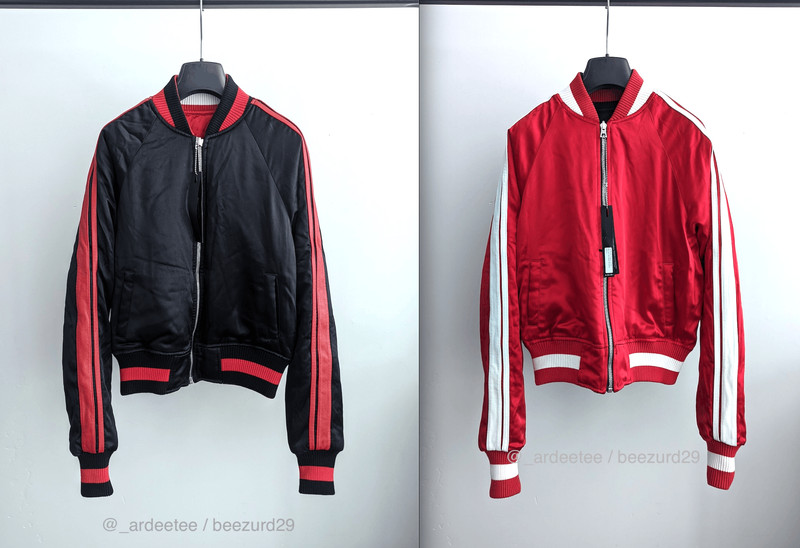 $2100 REVERSIBLE SILK/LEATHER BOMBER (BLACK/RED) - 1