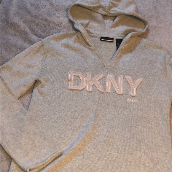 DKNY Grey Knit Logo Hoodie - 6