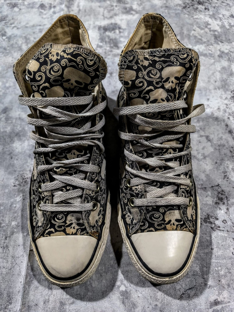 Insane Skater Converse Skull Distressed Trashed Sneakers - 1