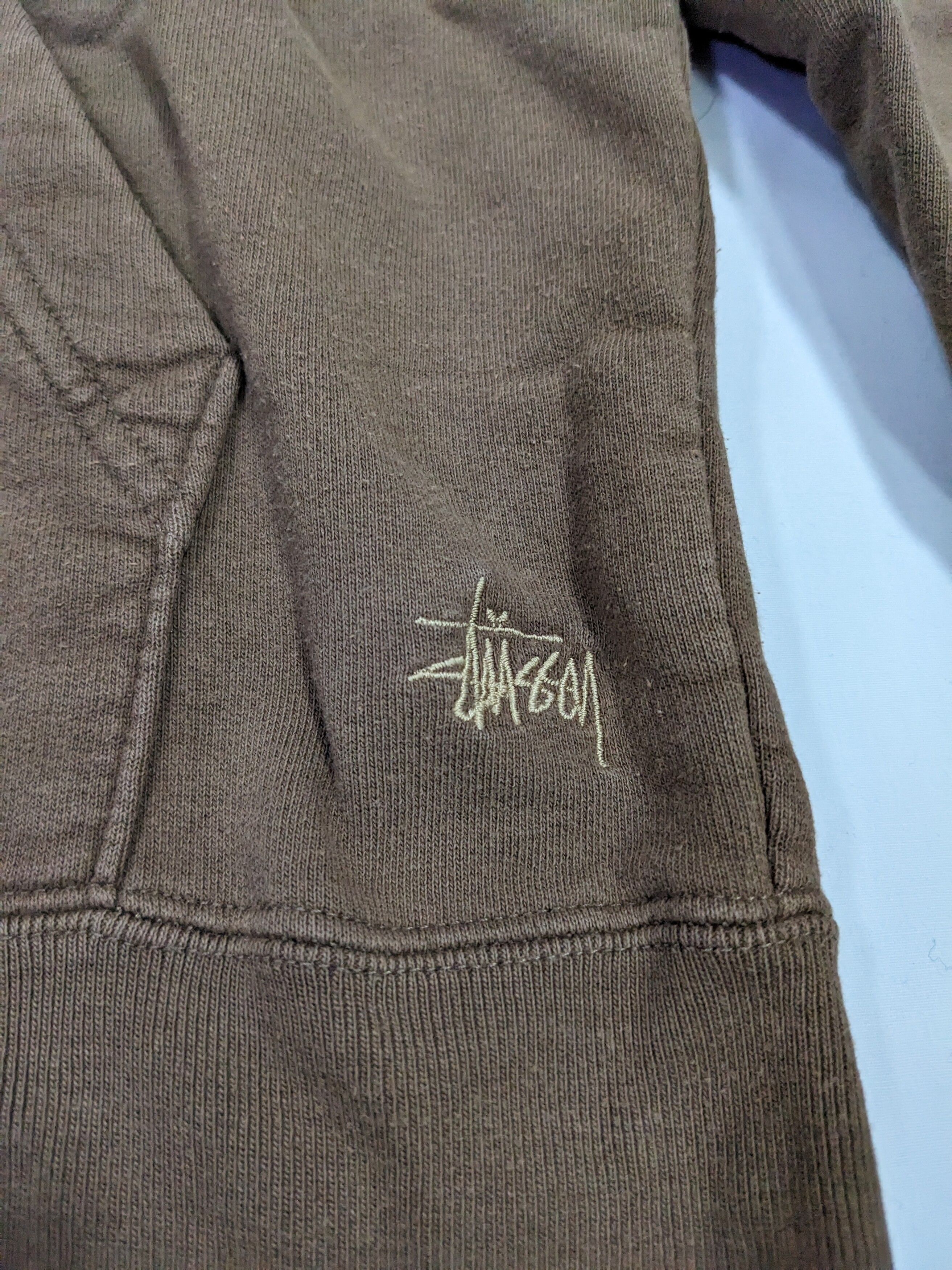 Vintage Stussy Y2K Brown Zip Up Hoodie - 4