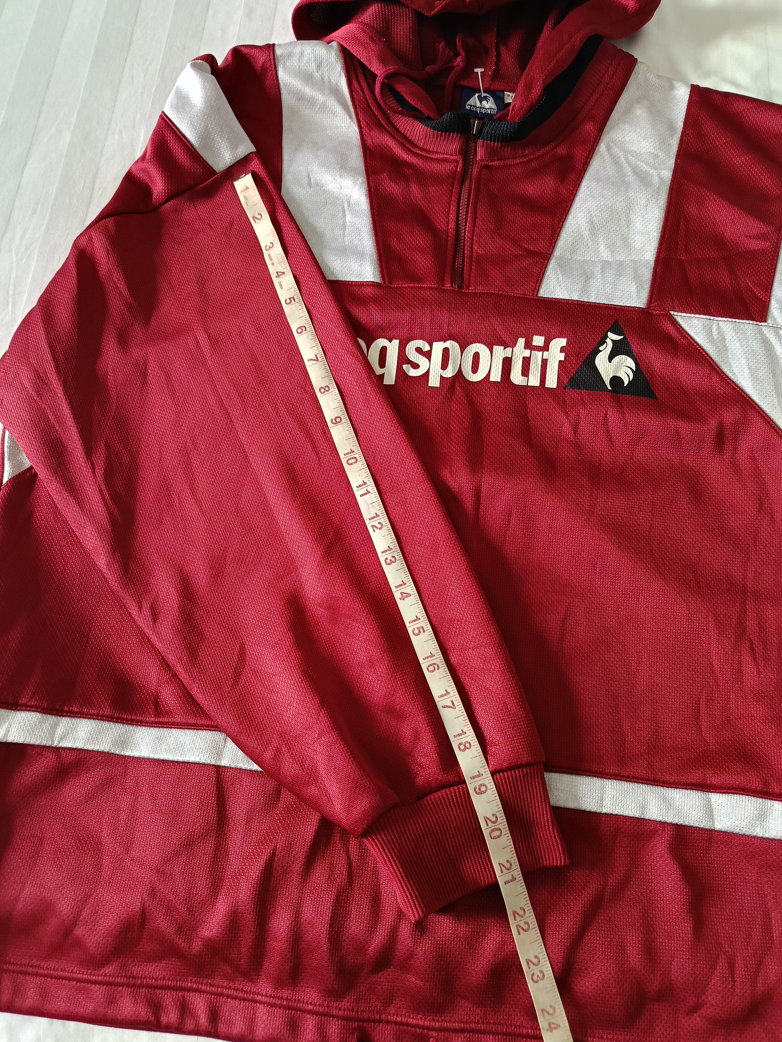 Vintage 90s Le Coq Sportif Half zipper jacket hoodie - 5