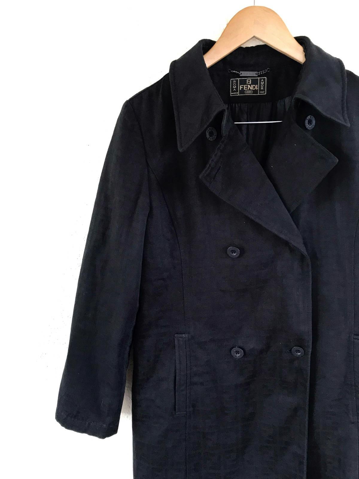 FENDI Monogram Zucca Black Trench Coat Long Jacket - 6
