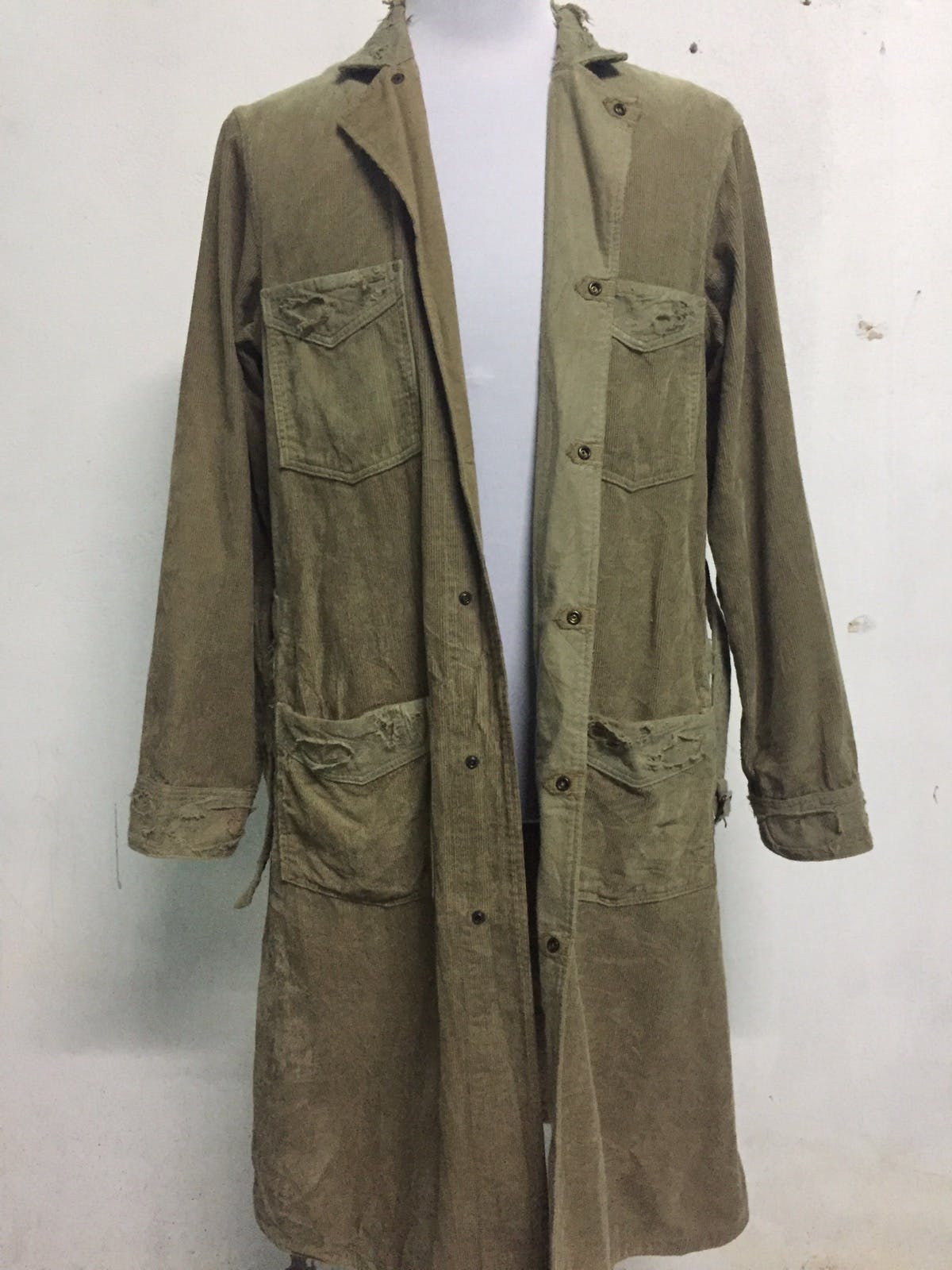 RAREST Kapital Corduroy Distress Long Jacket Military Style - 12