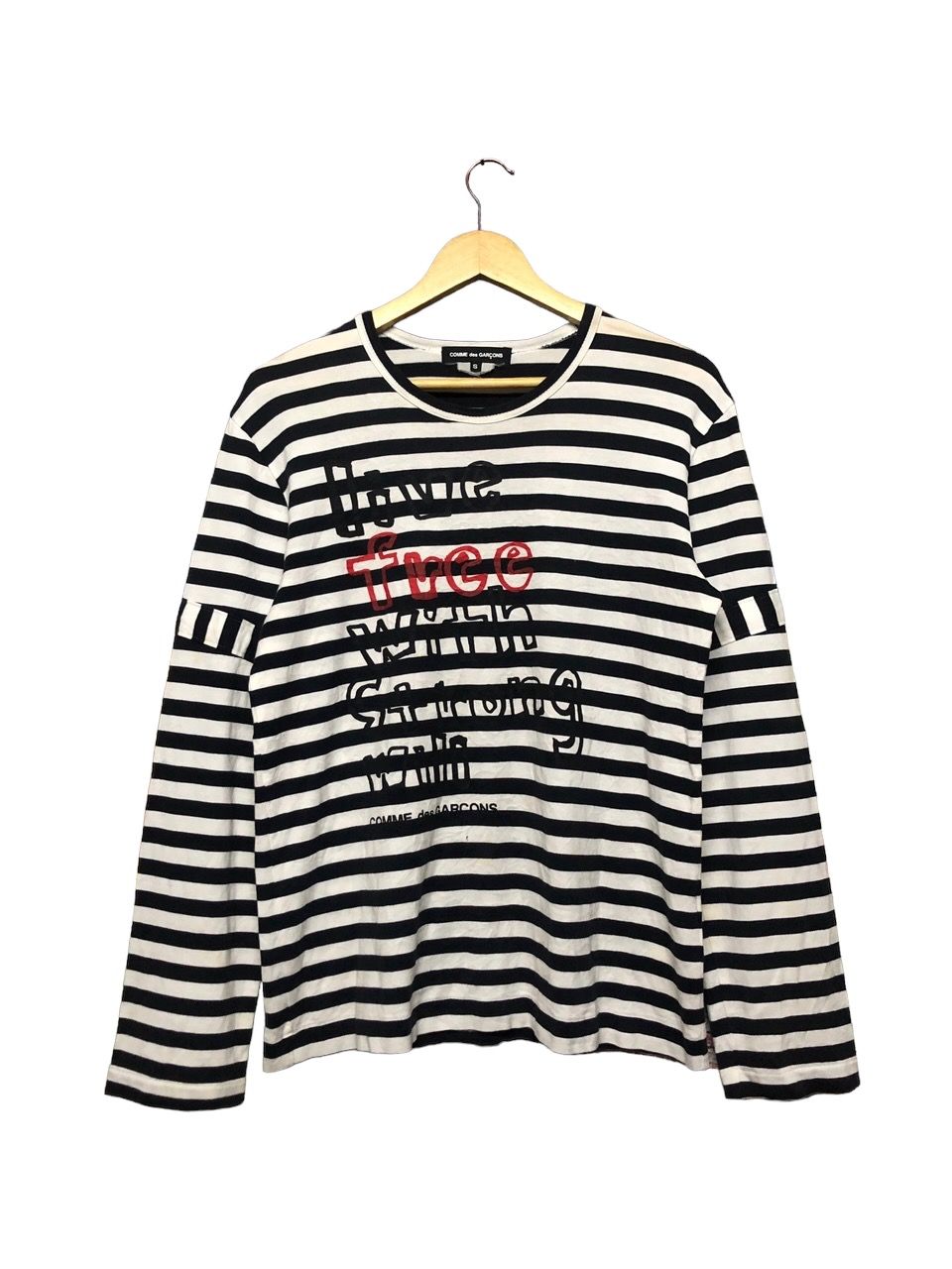 Rare🔥Cdg Poem *Live Free With Strong Wili*Striped Tee - 2