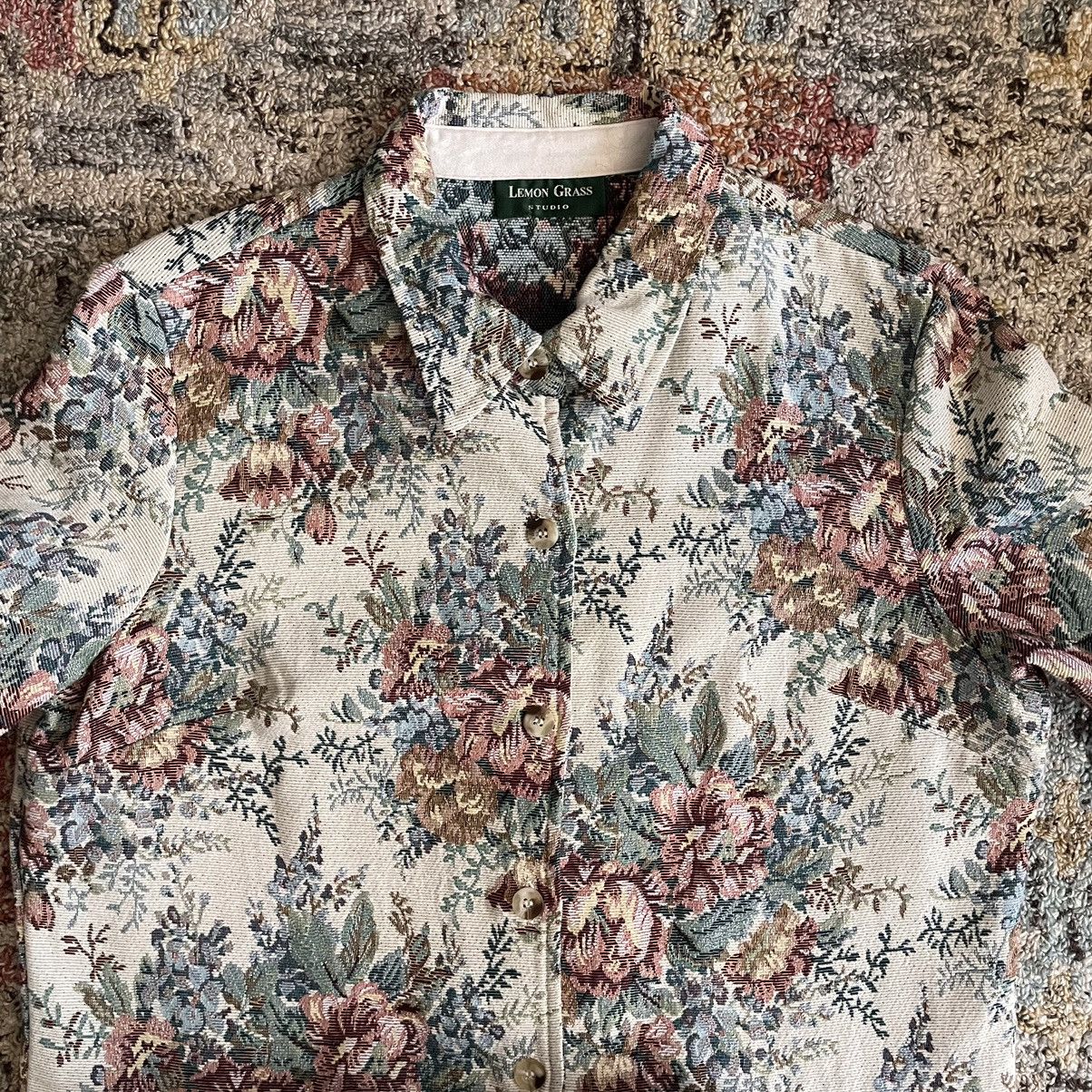 Vintage - floral gobelin tapestry shirt jacket craig green bode - 3