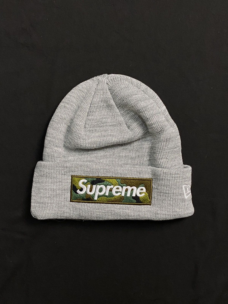 Deadstock Supreme New Era Box Logo Beanie Hats Gray OS - 1