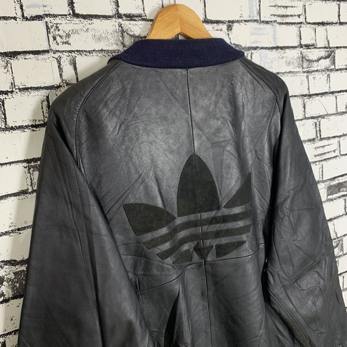 Adidas 3 Stripes Big Logo Leather Jacket - 11