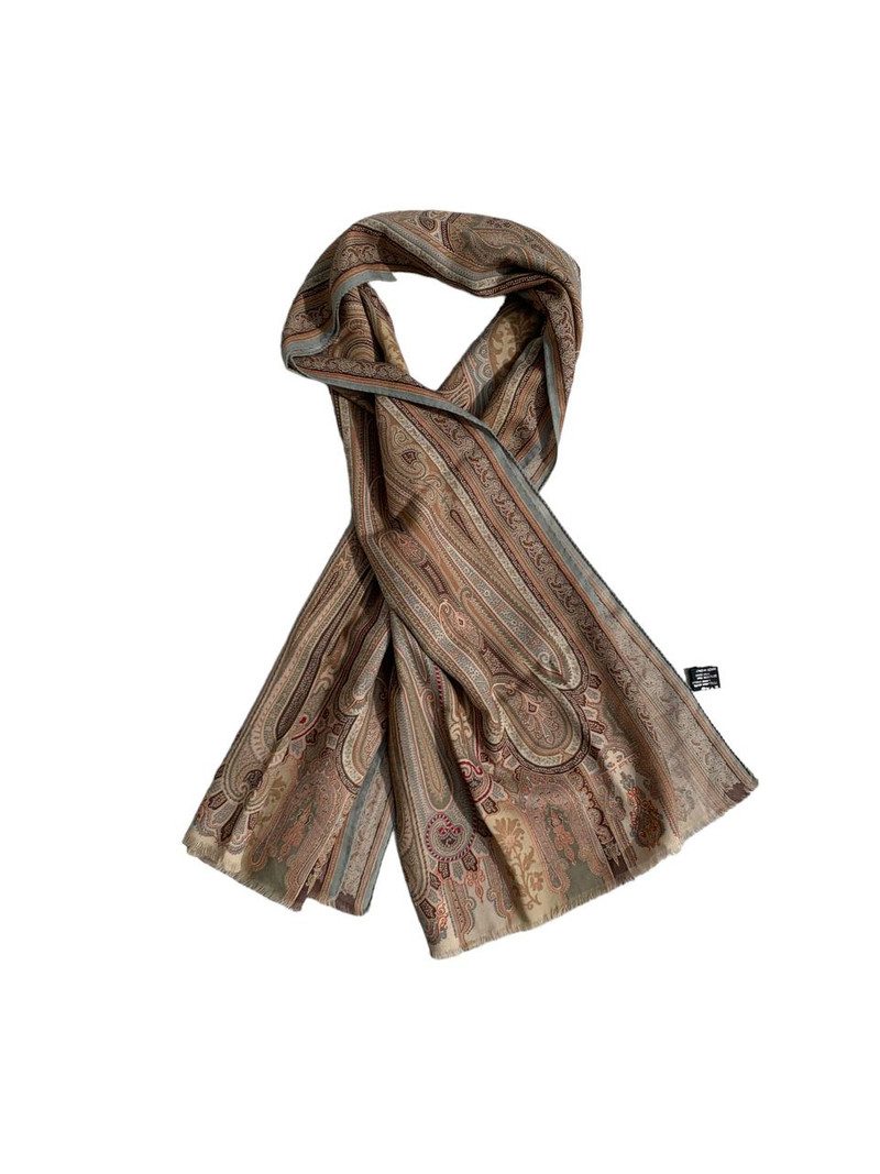 Etro Vintage Wool/Silk Scarf Paisley Motive - 1