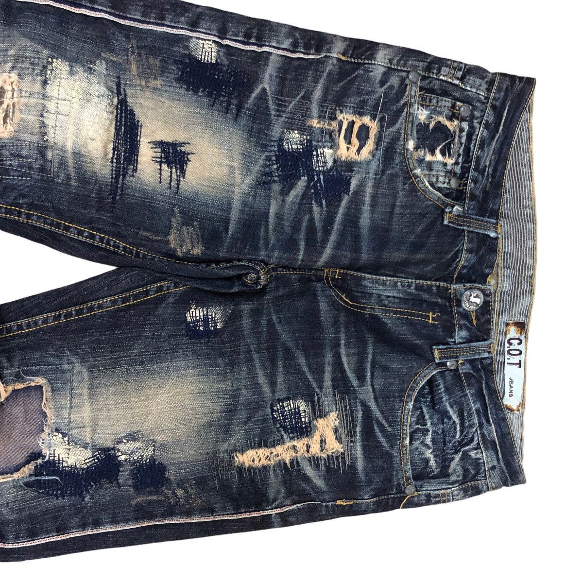 Japanese Brand - C.o.t jeans japan patchwork distressed denim pants - 3