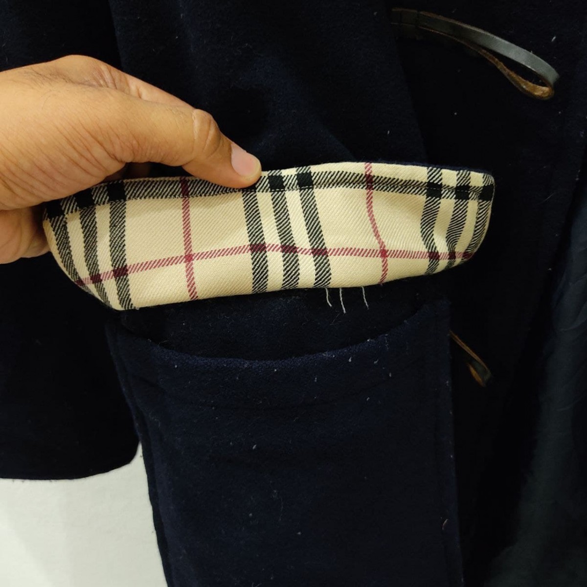 London Nova Check Wool Duffel Over Coat Jacket - 6