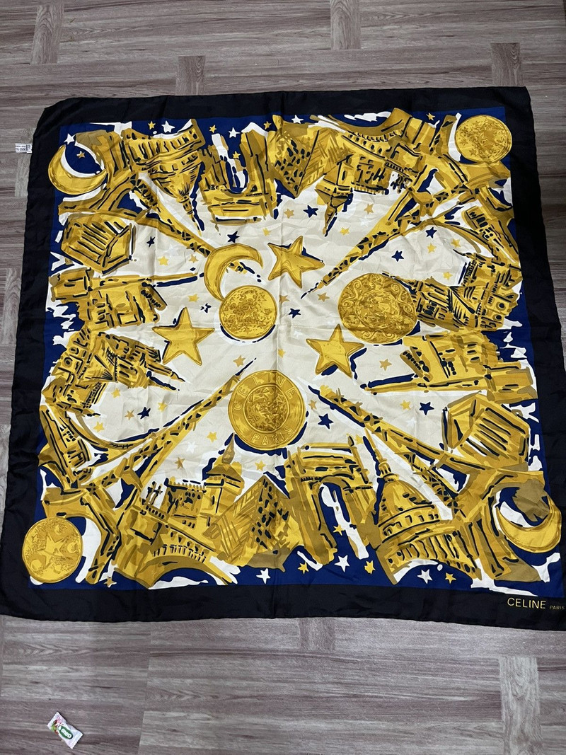 Vintage celine silk scarf 34x34 - 1