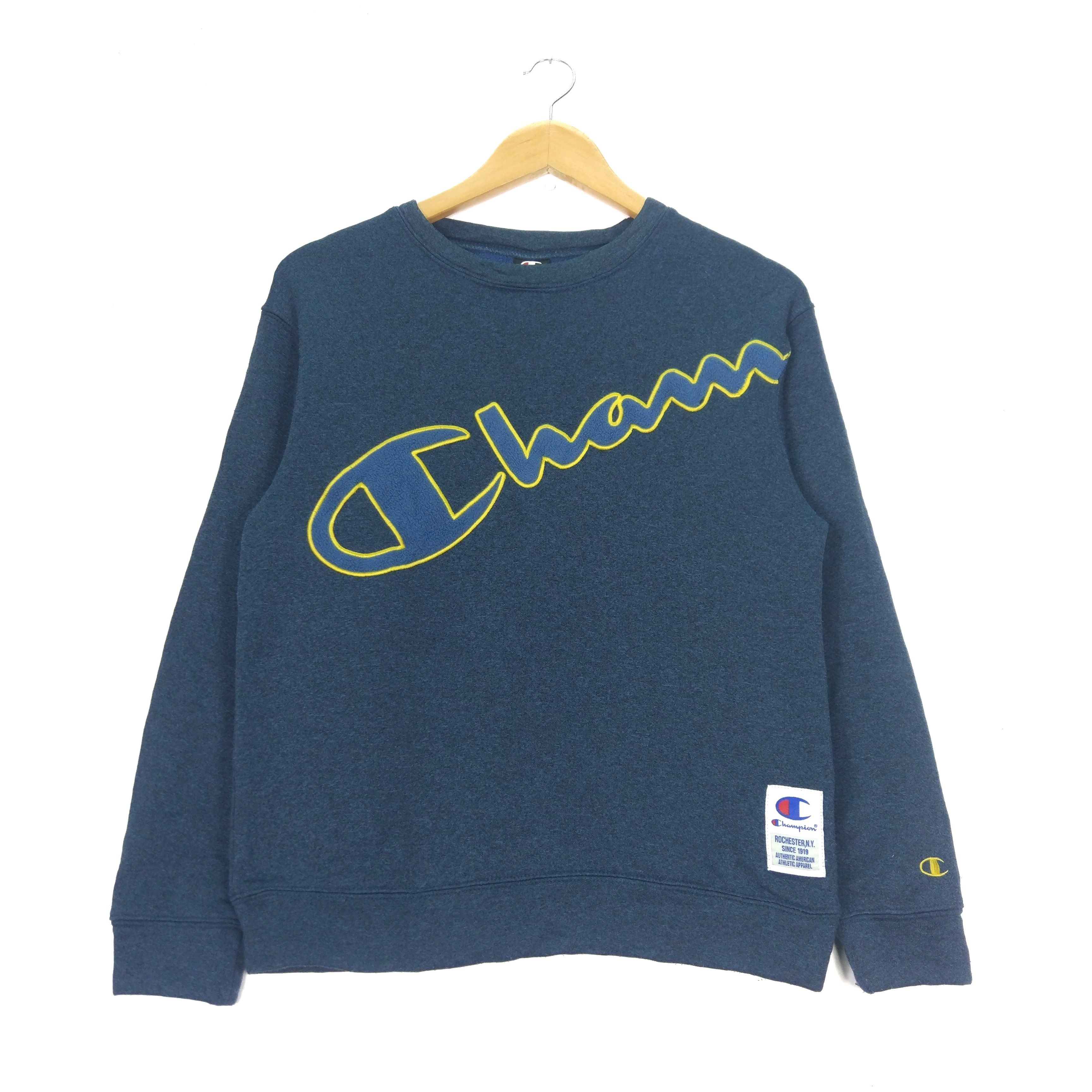Champion Big Logo Embroidered Crewneck Pullover Jumper Sweatshirt - 1