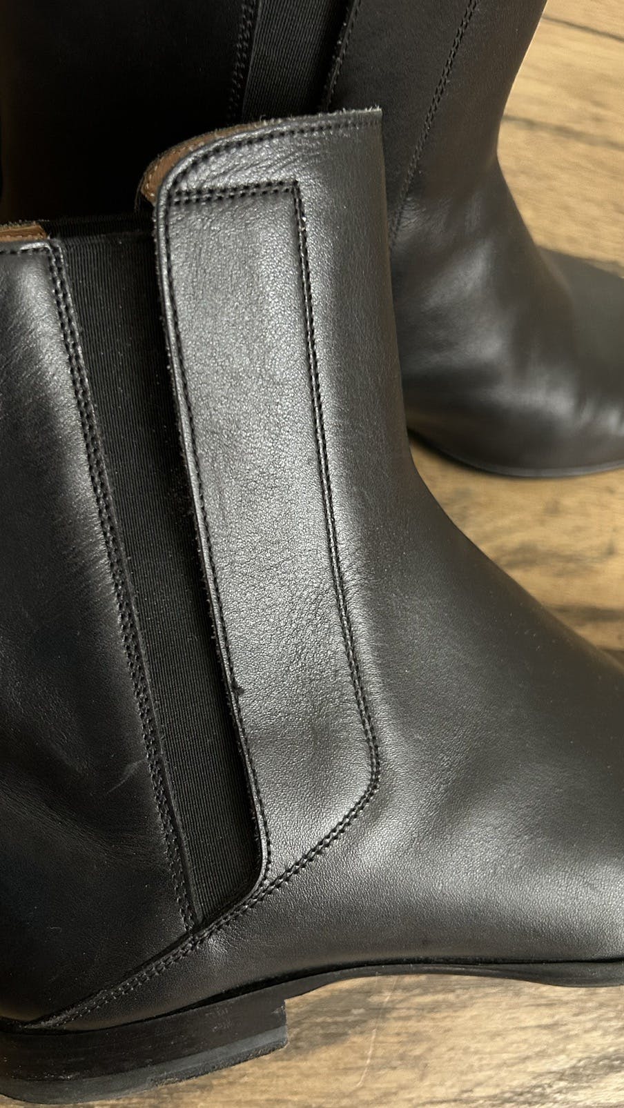 matte black leather chelsea boots . maison margiela . - 4
