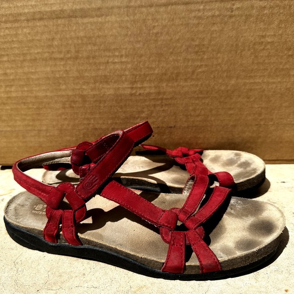 Teva Ventura Cork Sandals 6389 Strap Leather Flat Slip On Waterproof Red Size 10 - 2