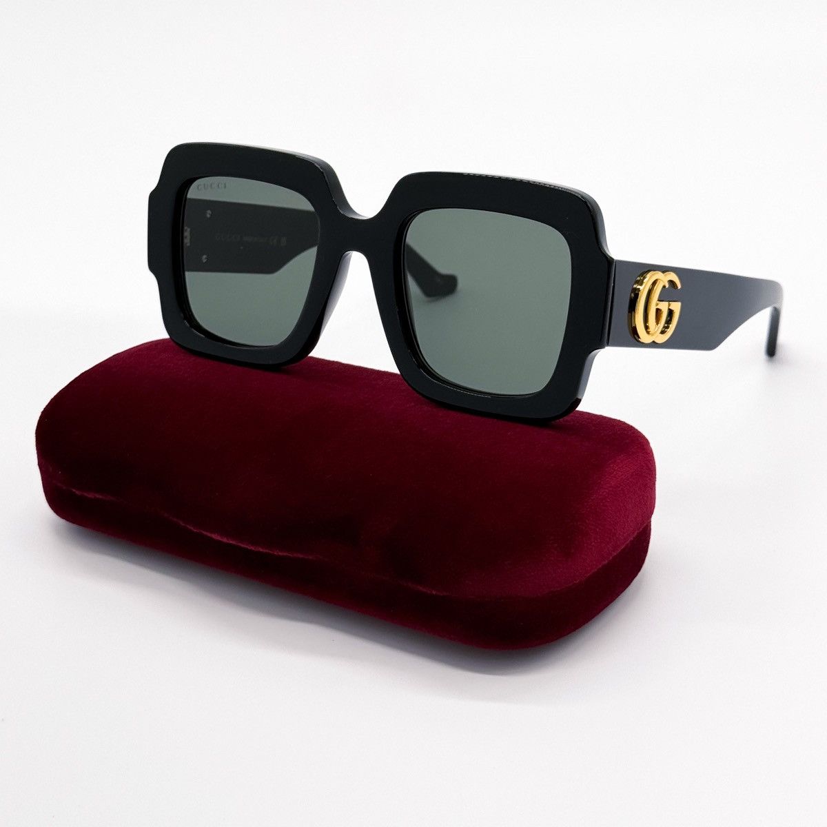 NEW GUCCI GG1547S 001 SQUARE BLACK GREY WOMEN SUNGLASSES - 1