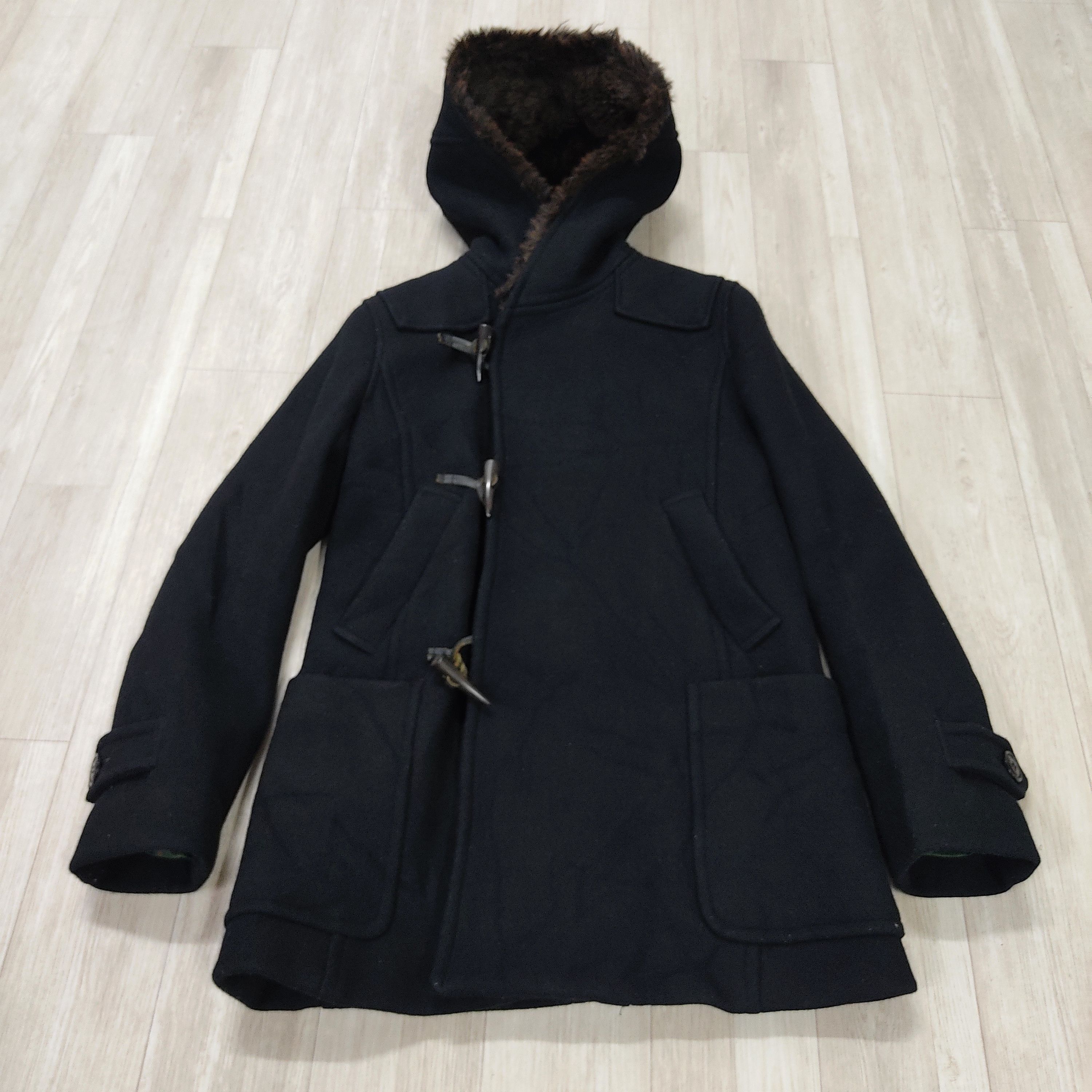 SUNAO KUWAHARA Fur Hooded Wool Duffle Jacket - 5