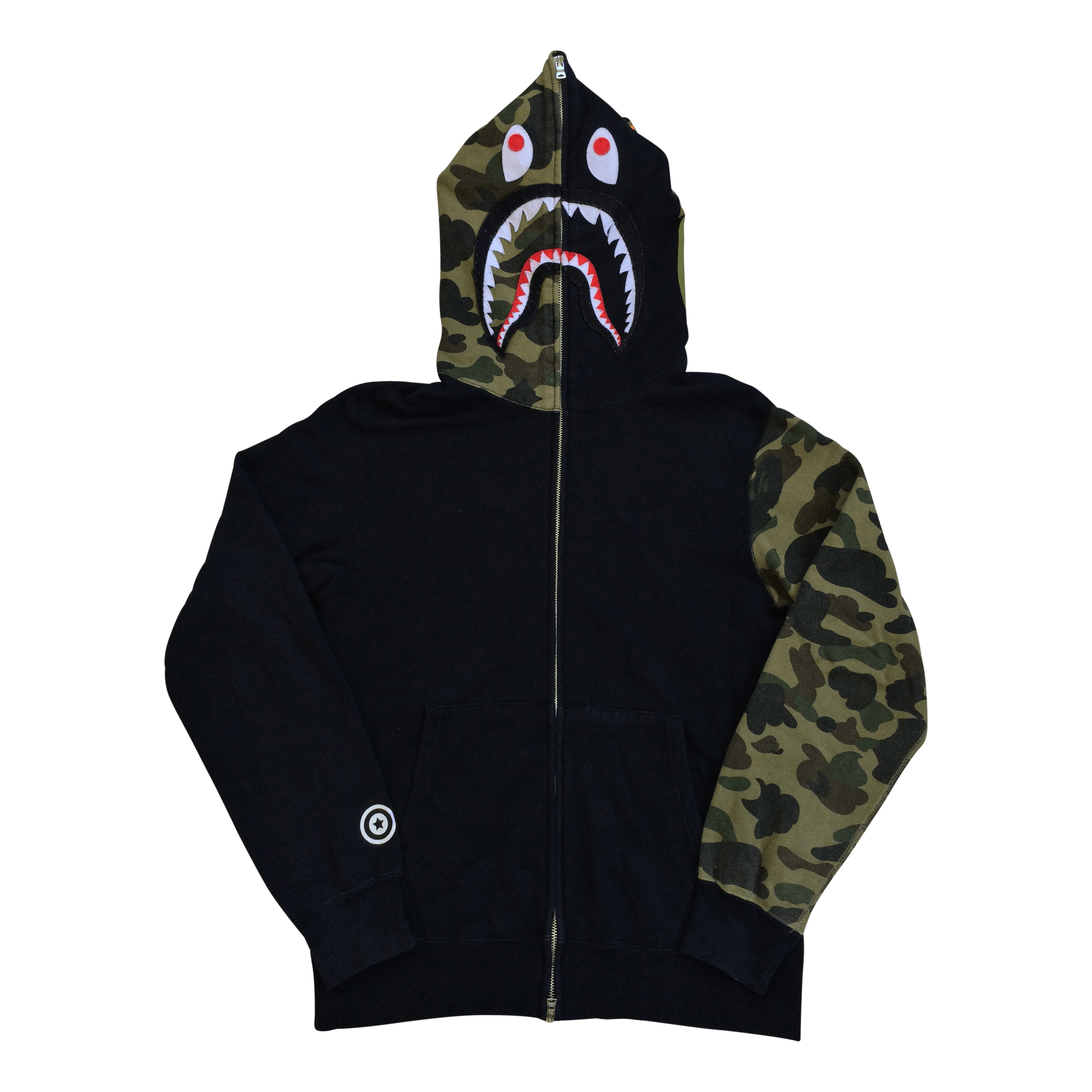 OG Bathing Ape Black Camo Shark Hoodie - 1