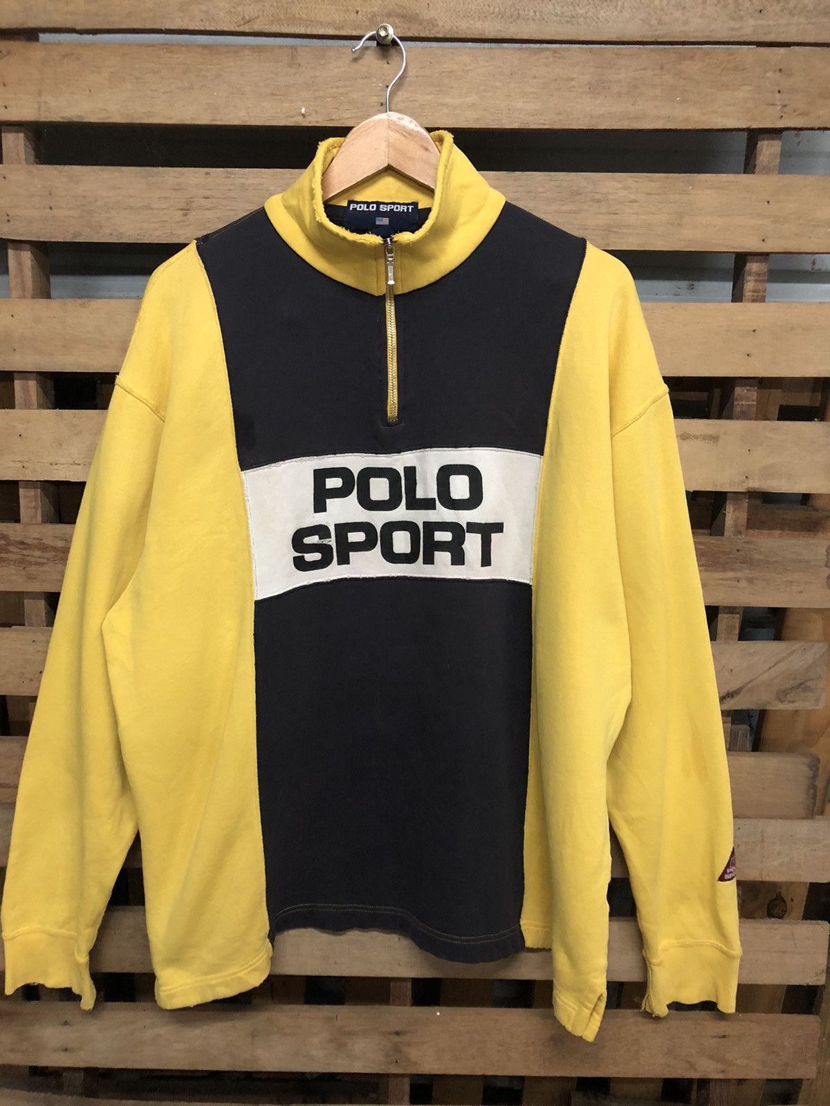 Polo Ralph Lauren - Rare Vintage 90s Polo Sport Spellout Half Zipper Sweetshirt - 1