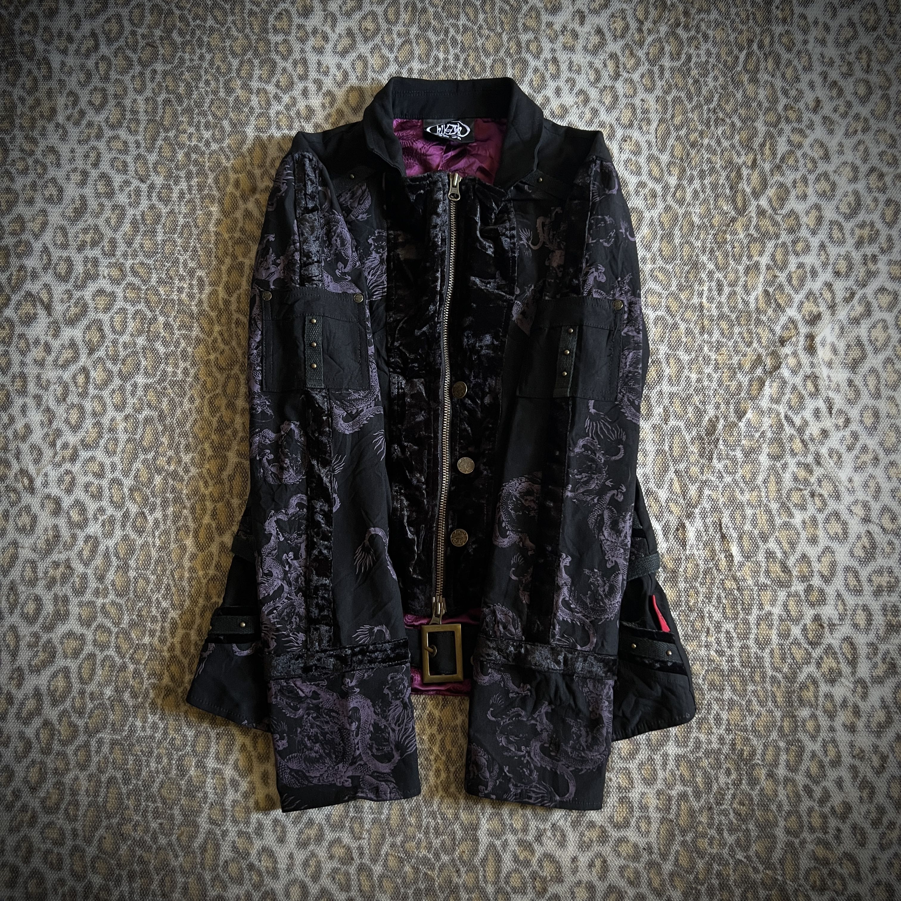 Ozz On Gothic Zip-up Velour Dragon Jacket - 5