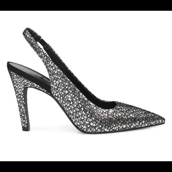 Nine West - Quinnifer Slingback Pumps - Silver/Black - Size 7 - 2