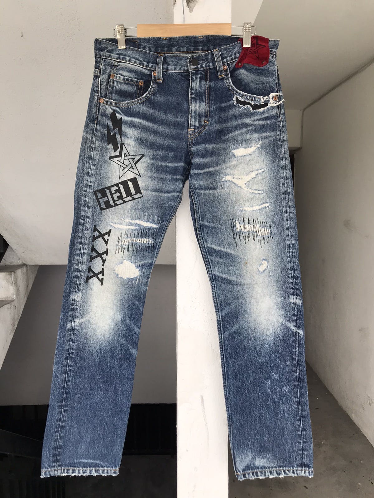 Vintage RNA Inc Distressed HELL XXX Denim Pants