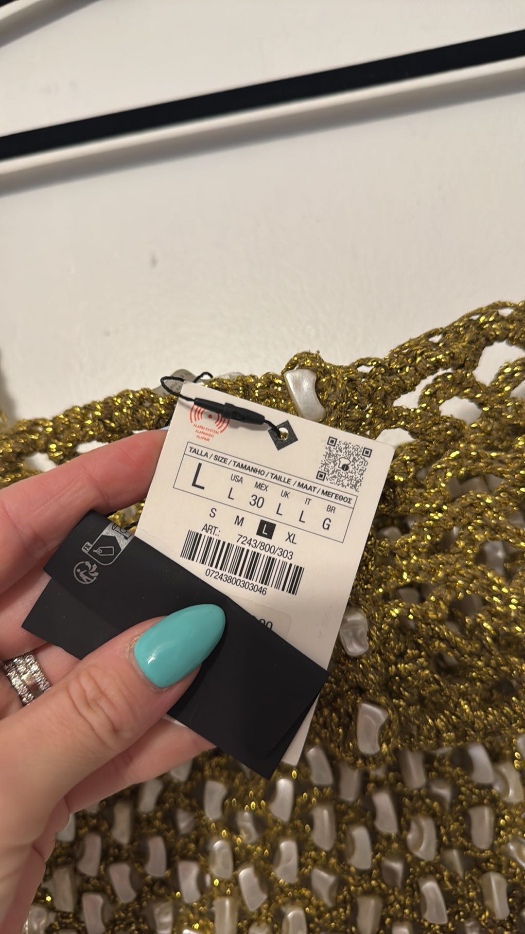 Zara Beaded Mother of Pearl Gold Crochet Embellished Crop Top - 2