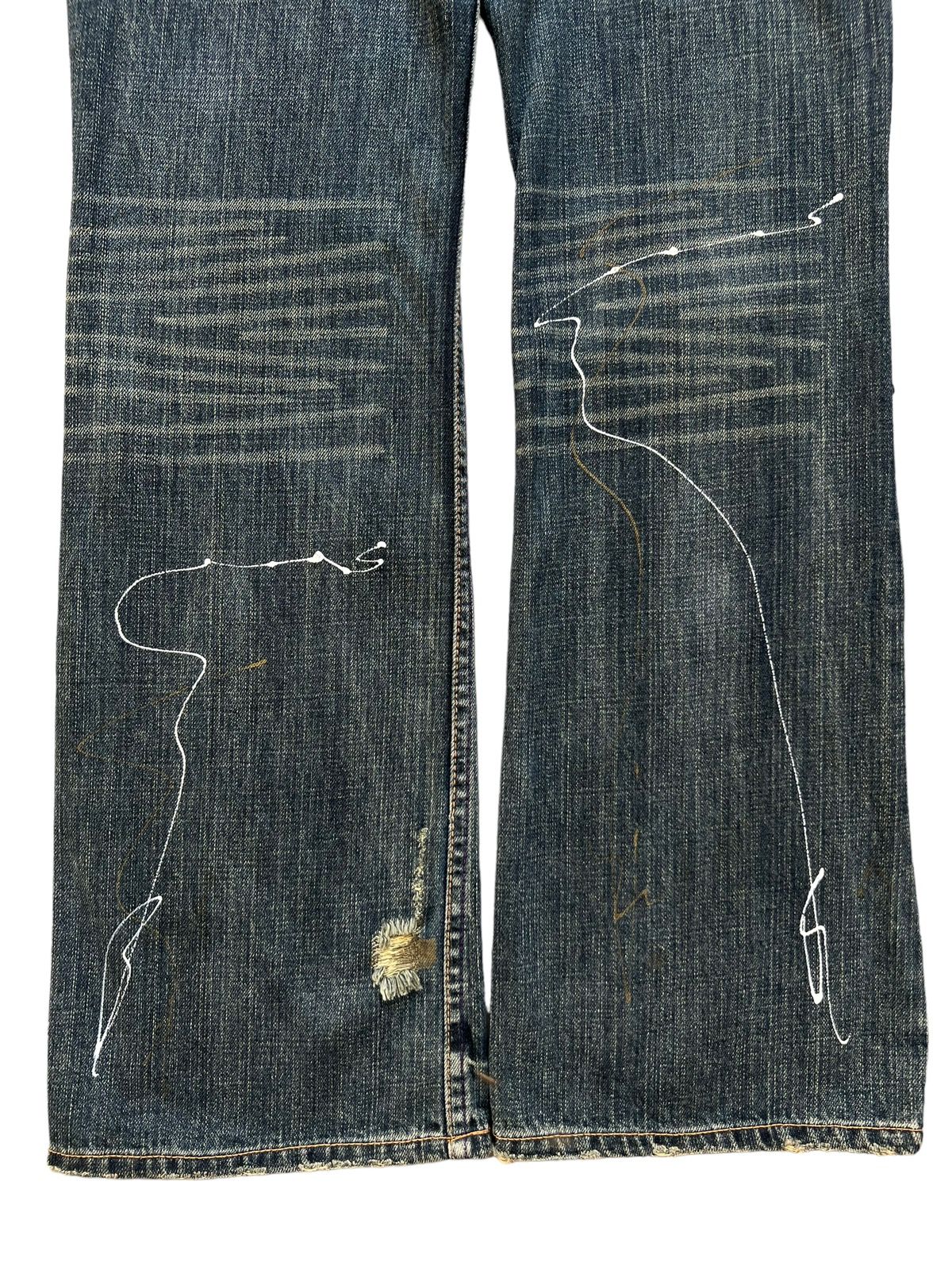 Hype - Roots Japan Distressed Riped Rusty Denim Painted Jeans 33x33 - 7
