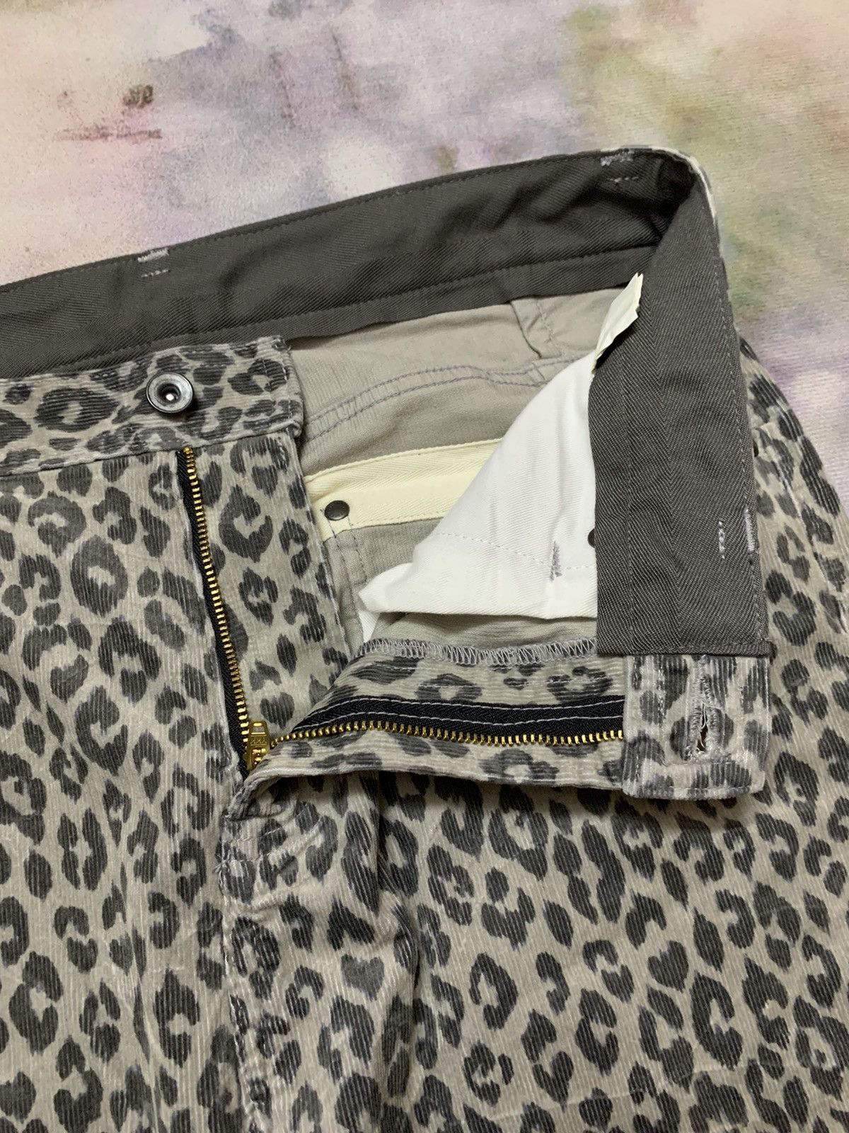PPFM Leopard Gray Corduroy Velour Slim Pants Seditionaries - 6