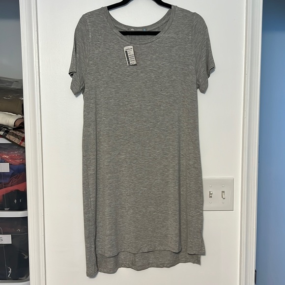 Love Culture Color Thread Grey Short Sleeve T-Shirt Dress - 1