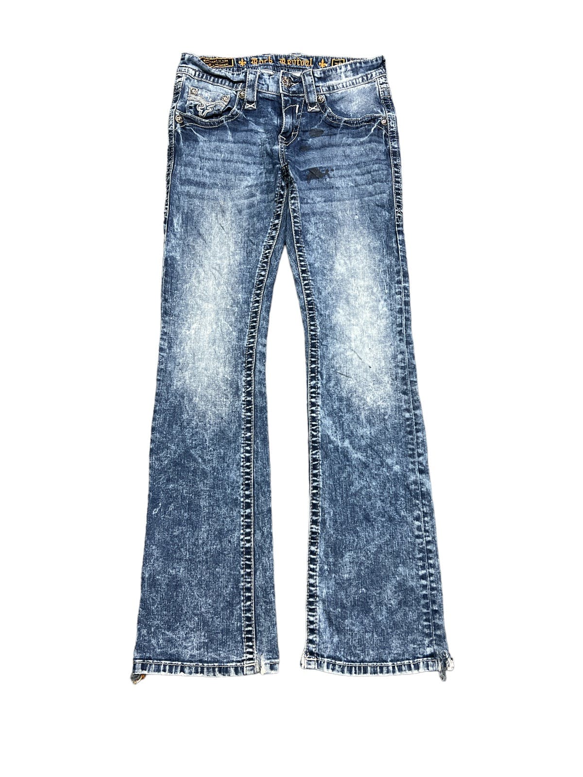 Japanese Brand - FLARED💥THRASHED STONE WASH ROCK REVIVAL DENIM PANT - 1