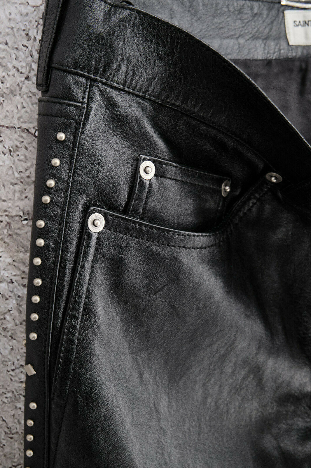 Brand New Saint Laurent Paris Slim Fit Studded Leather Pants 48IT,  3790$ - 10