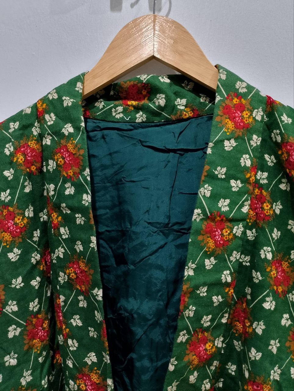 Archival Clothing - Japanese Floral Green Abstract Kimono - 6
