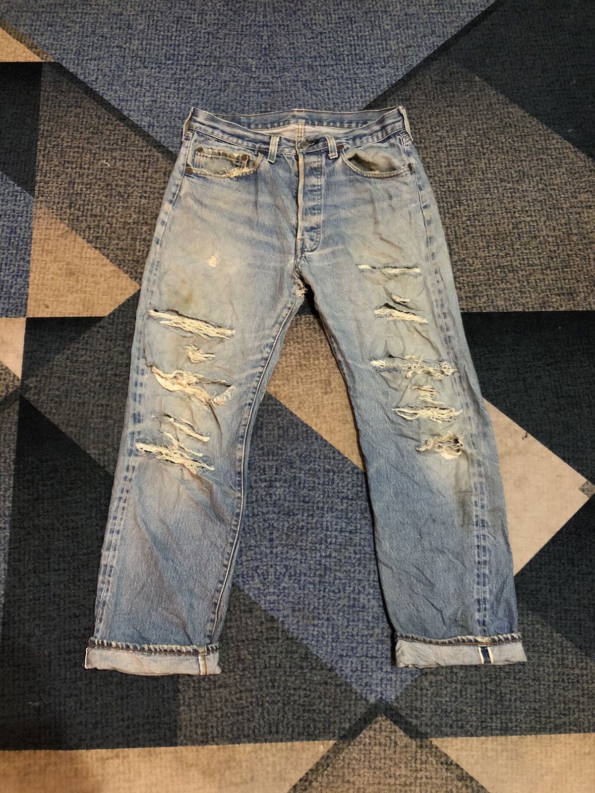 Vintage 70’s Levi’s 501 Selvedge Distressed Denim - 1